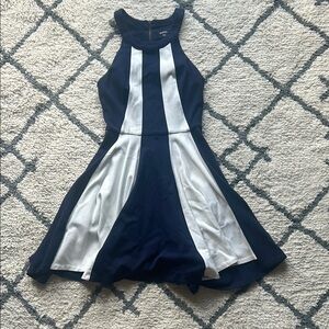 XOXO Navy and White Panel Dress
